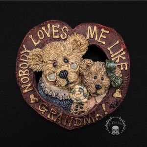 Boyds Bear & Friends Grandma Bear Granddaughter Heart Brooch - Vintage Bearwear